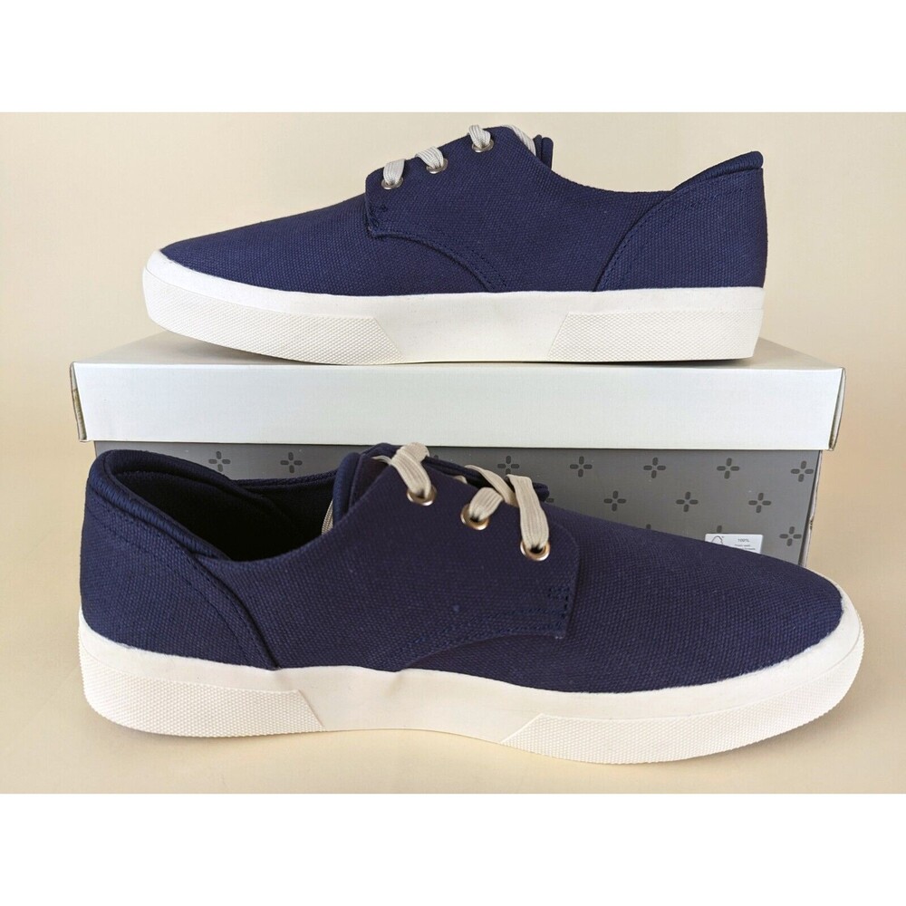 Sun + Stone Kiva Casual Sneakers Mens 9.5M Blue Canvas Low Top Lace Up Shoes NWB
